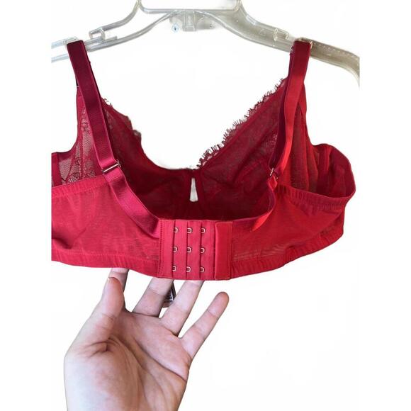 Victorias Secret Red Unlined Demi Lace Underwire Bra Size 44C New With Tag - Picture 3 of 7